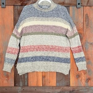American Eagle Pastel Striped Knit Sweater Multicolor Womens XL? Preppy Cozy
